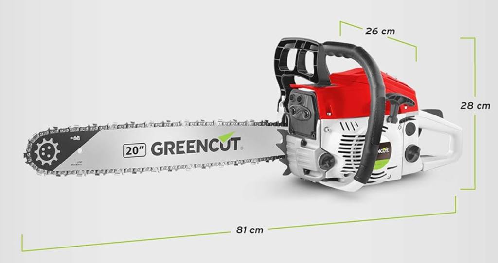 dimensiones motosierra Greencut gs620x